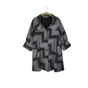 Damee Swing Jacket Black Silver Half Sleeve Artsy Abstract Evening Est Size XL